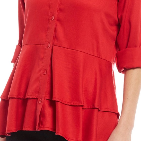 REBA Rodeo Red Layered Button Down Top - Picture 16 of 16